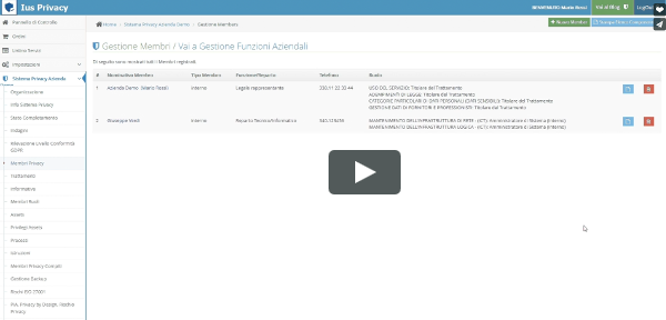 Tutorial sulla creazione e gestione dei Membri Privacy