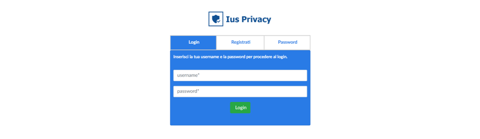 La pagina di accesso del portale iusprivacy.eu